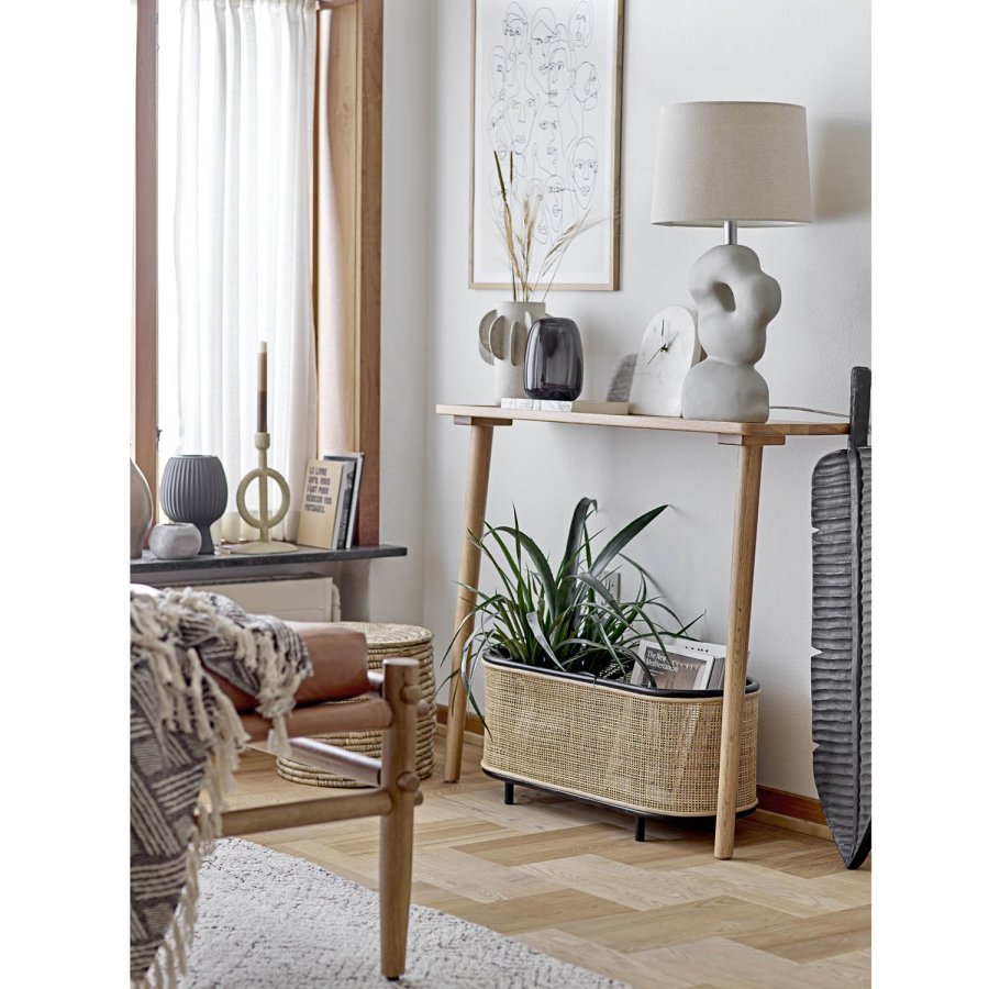 BLOOMINGVILLE Ebbie plantekasse, oval - natur rattan og sukkerrr (70x29(