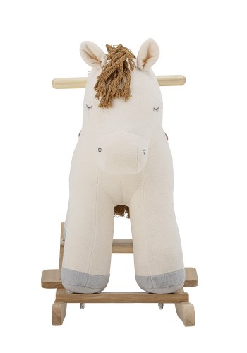 BLOOMINGVILLE MINI Merlen gyngehest - hvid polyester og natur bgetr