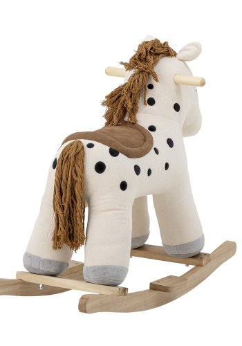 BLOOMINGVILLE MINI Merlen gyngehest - hvid polyester og natur bgetr