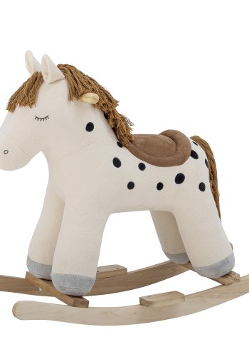 BLOOMINGVILLE MINI Merlen gyngehest - hvid polyester og natur bgetr