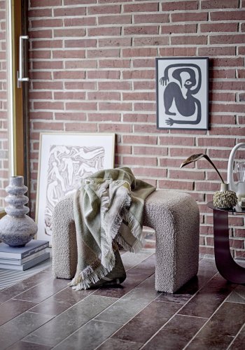 BLOOMINGVILLE Bobbie taburet - offwhite bouclé stof (70x40)