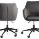 ACT NORDIC Nora skrivebordsstol - mrkegr stof og sort, m. armln og hjul