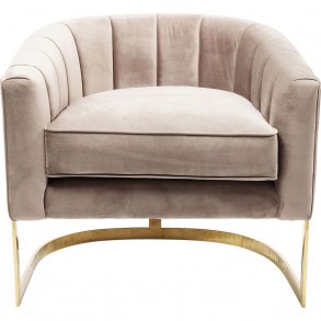 KARE DESIGN Pure Elegance lnestol - lysebrunt stof og guld stl, m. armln