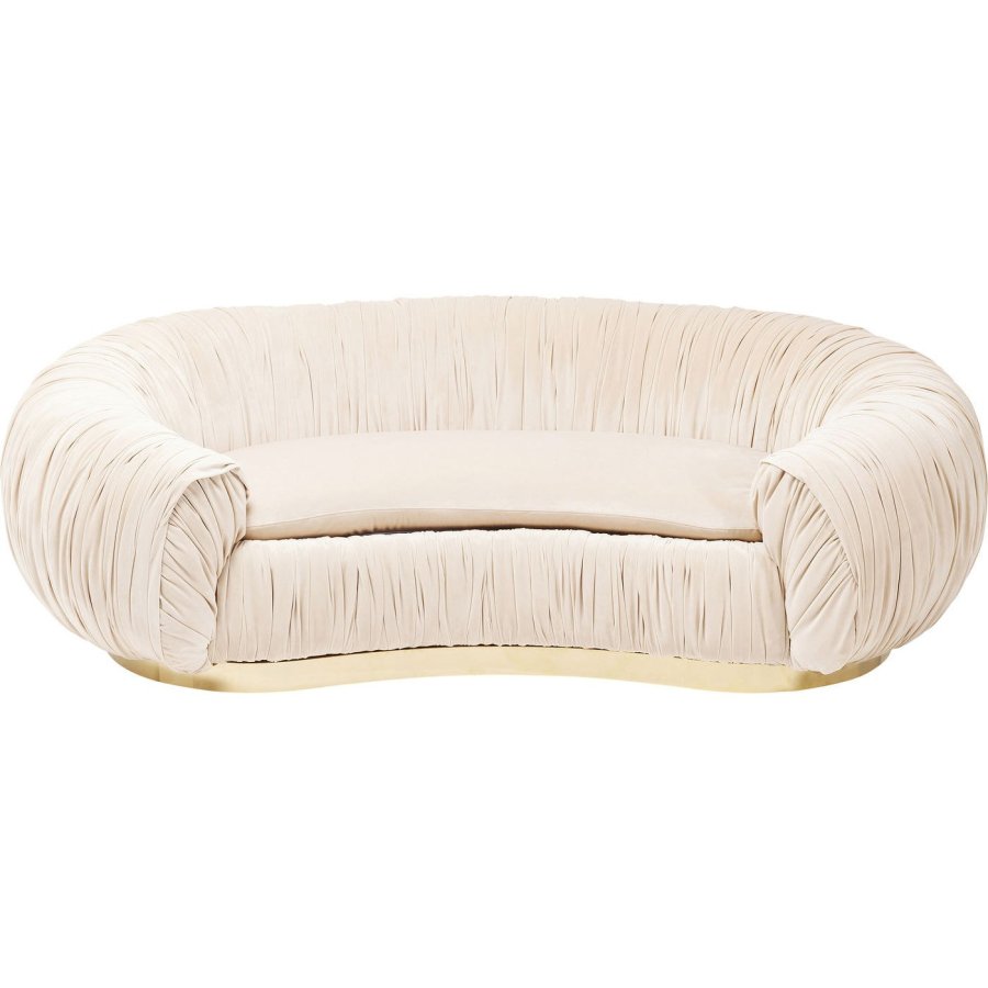KARE DESIGN Perugia sofa - creme stof m. draperinger og guld stl, 2 pers.
