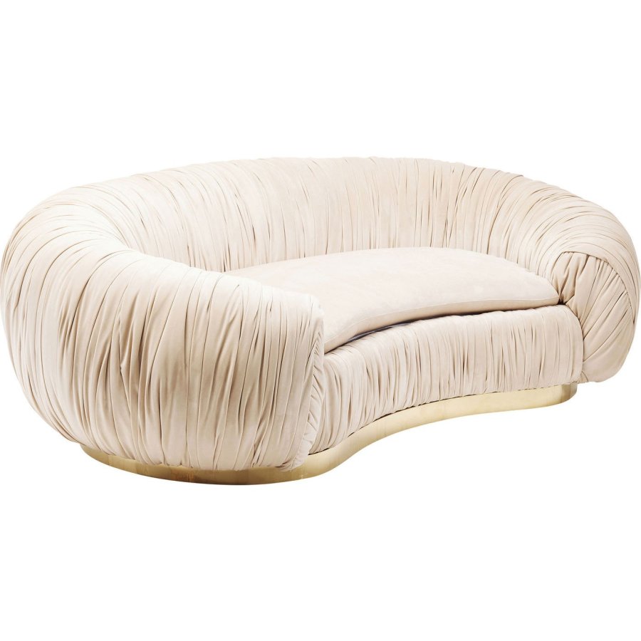 KARE DESIGN Perugia sofa - creme stof m. draperinger og guld stl, 2 pers.