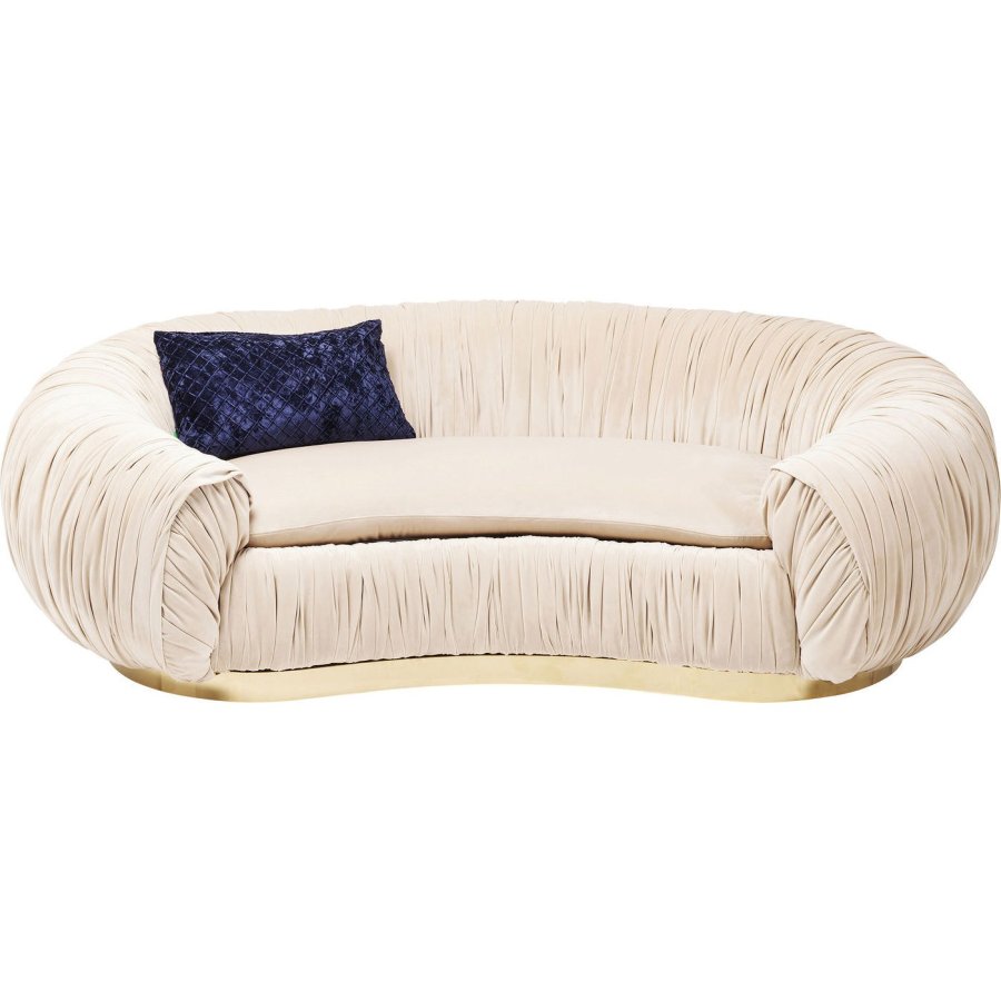 KARE DESIGN Perugia sofa - creme stof m. draperinger og guld stl, 2 pers.