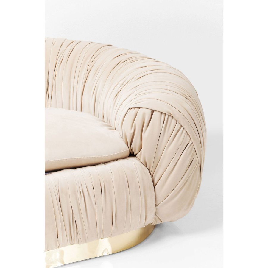KARE DESIGN Perugia sofa - creme stof m. draperinger og guld stl, 2 pers.