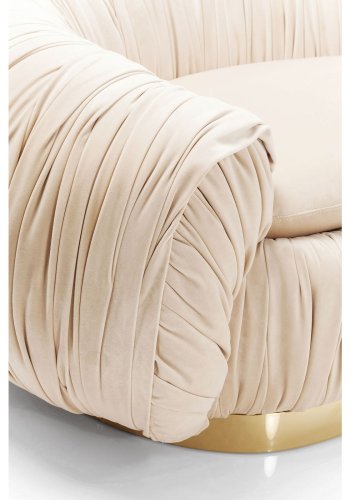 KARE DESIGN Perugia sofa - creme stof m. draperinger og guld stl, 2 pers.