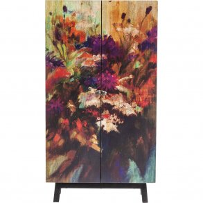 KARE DESIGN Fleur skab - mangotr m. multifarvet blomstermotiv, m. 2 lger og 5 hylder