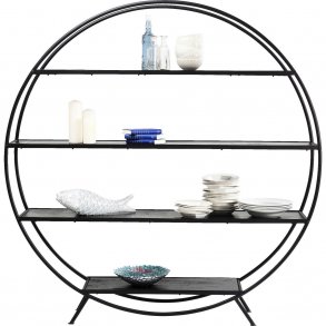 KARE DESIGN Mason reol - sort stl og sort mangotr, rund (180x175)