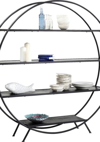 KARE DESIGN Mason reol - sort stl og sort mangotr, rund (180x175)