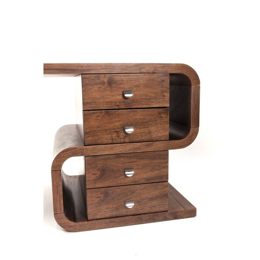 KARE DESIGN Soft Snake skrivebord - valnddefarvet tr, m. 4 skuffer (150x70)