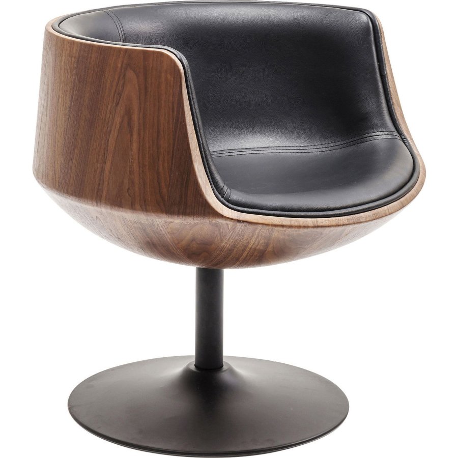 KARE DESIGN Swivel Club 54 lnestol - valnd, sort kunstlder og stlstel, m. drejefunktion