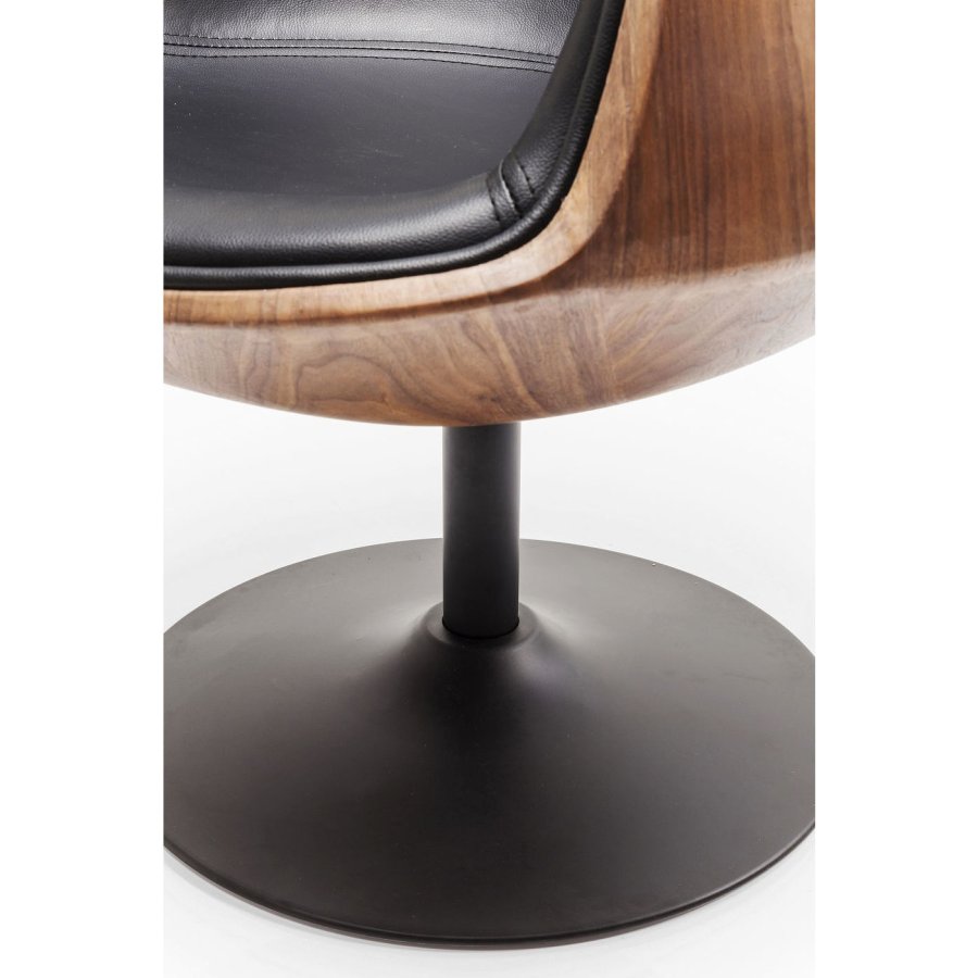 KARE DESIGN Swivel Club 54 lnestol - valnd, sort kunstlder og stlstel, m. drejefunktion