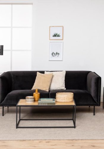 ACT NORDIC Seaford sofabord, rektangulr - natur vild eg papir og sort stl (100x50)