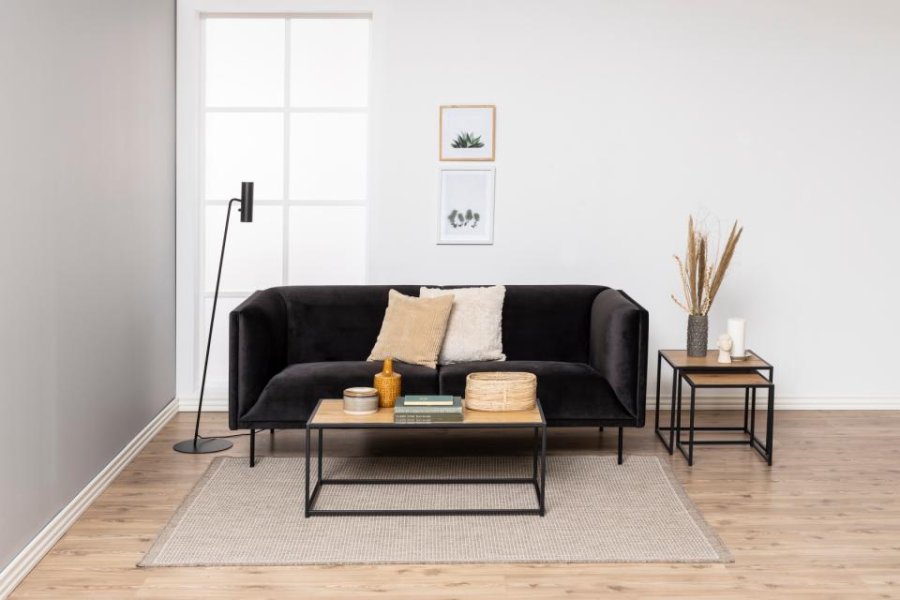 ACT NORDIC Seaford sofabord, rektangulr - natur vild eg papir og sort stl (100x50)