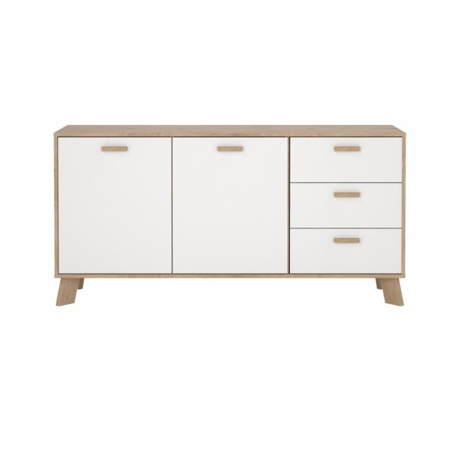 TVILUM Ikast Sknk 2 lger + 3 skuffer, Jackson Hickory/Hvid, 147,2 x 39,1 x 73 cm