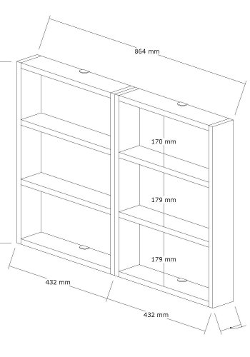 NORDVÄRK PR1 vghylde, m. 6 rum - hvid melamin