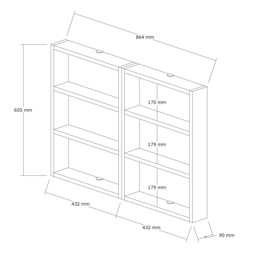 NORDVÄRK PR1 vghylde, m. 6 rum - valnd melamin