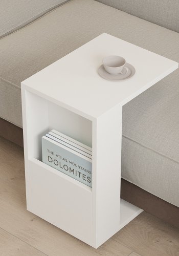 NORDVÄRK Star sidebord, m. magasinholder - hvid melamin (30x40)