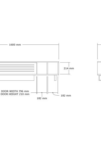 NORDVÄRK Safir TV-bord, m. 1 lge, 1 hylde, 2 rum - safir og antracitgr melamin (160x40)