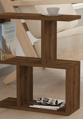 NORDVÄRK Zet sidebord, m. hylder - valnd melamin (45x17)