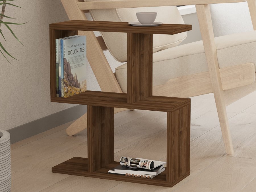 NORDVÄRK Zet sidebord, m. hylder - valnd melamin (45x17)