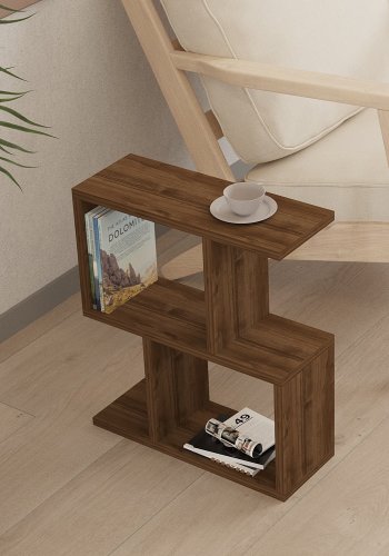 NORDVÄRK Zet sidebord, m. hylder - valnd melamin (45x17)