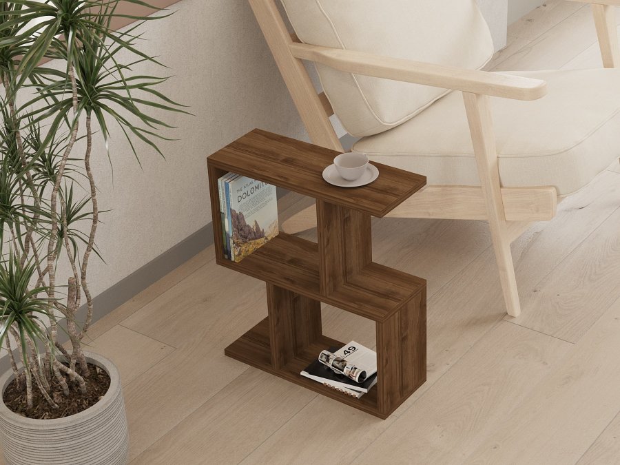 NORDVÄRK Zet sidebord, m. hylder - valnd melamin (45x17)