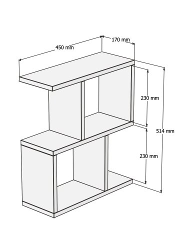 NORDVÄRK Zet sidebord, m. hylder - valnd melamin (45x17)
