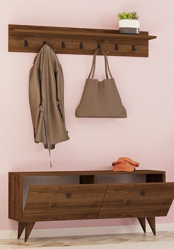 FUNZI LIVING Rupa entrést, m. hattehylde og skab - valndfarvet melamin