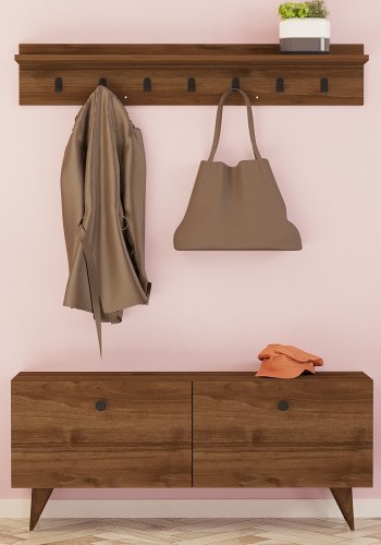 FUNZI LIVING Rupa entrést, m. hattehylde og skab - valndfarvet melamin