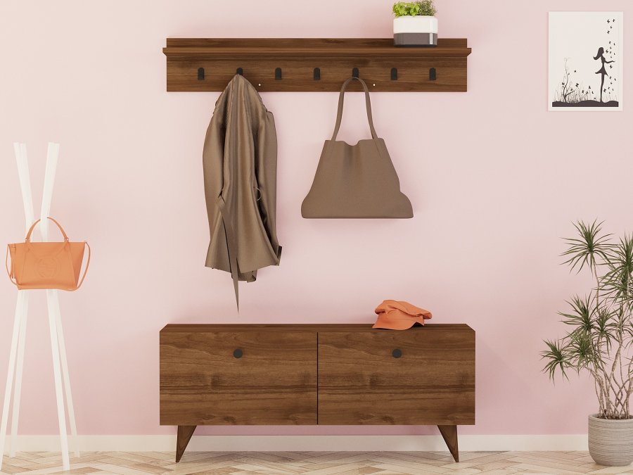 FUNZI LIVING Rupa entrést, m. hattehylde og skab - valndfarvet melamin