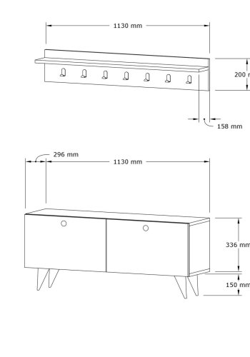FUNZI LIVING Rupa entrést, m. hattehylde og skab - valndfarvet melamin