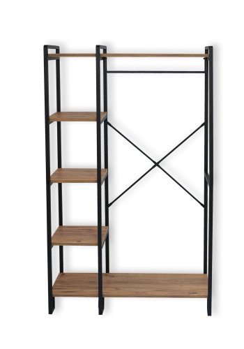 FUNZI LIVING Rex entrést, m. 1 bjlestang og 5 hylder - natur melamin og sort metal