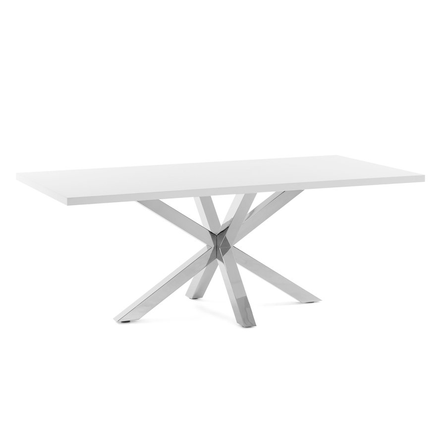 KAVE HOME rektangulr Arya spisebord - hvid melamin og slv stl (200x100) 