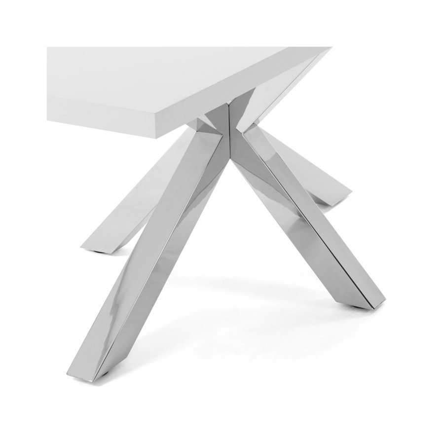 KAVE HOME rektangulr Arya spisebord - hvid melamin og slv stl (200x100) 