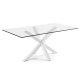 KAVE HOME Arya spisebord - klar glas og hvid stl (200x100)