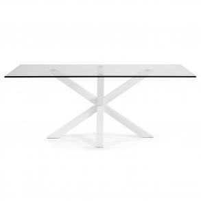 KAVE HOME Arya spisebord - klar glas og hvid stl (200x100)