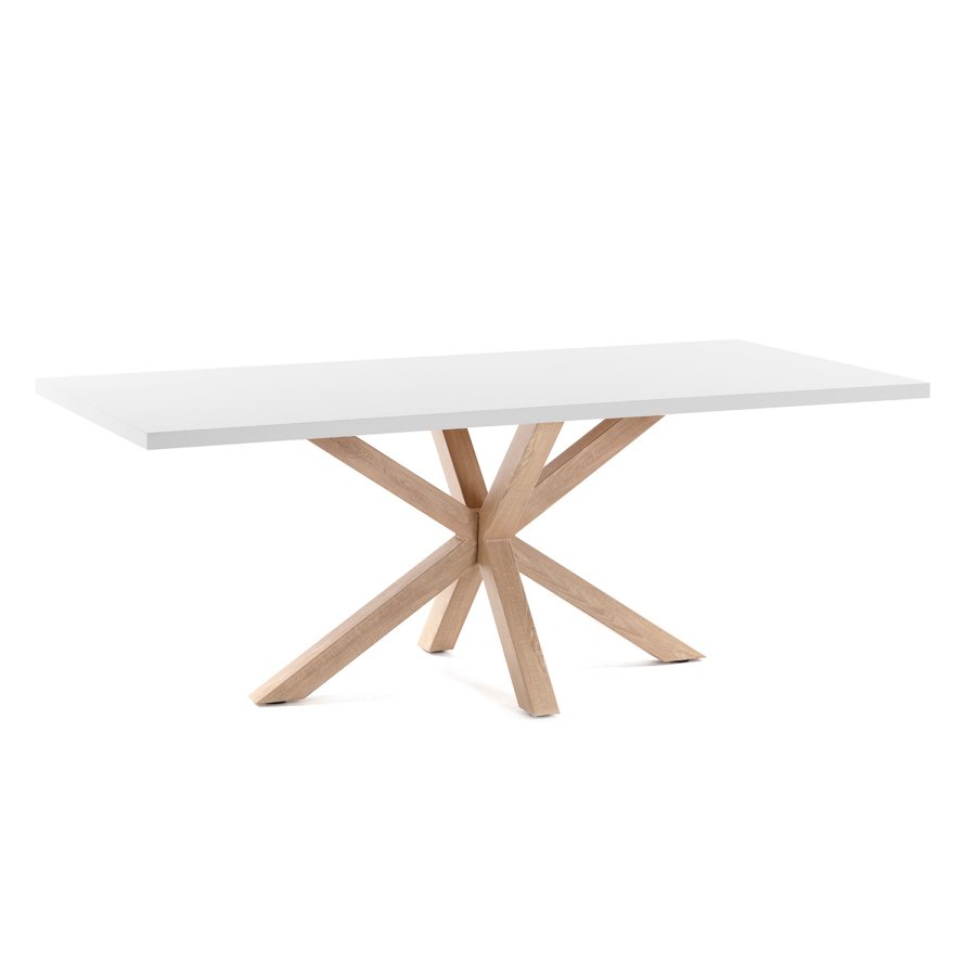 KAVE HOME rektangulr Arya spisebord - hvid melamin og natur stl (200x100)