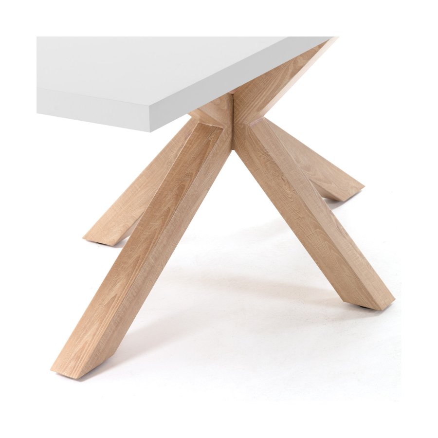 KAVE HOME rektangulr Arya spisebord - hvid melamin og natur stl (200x100)