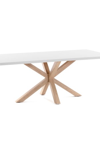 KAVE HOME rektangulr Arya spisebord - hvid melamin og natur stl (180x100)