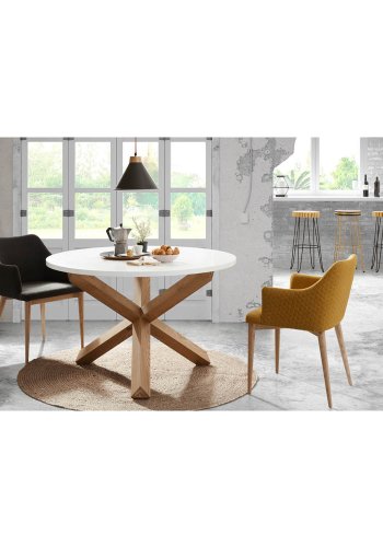 KAVE HOME Nori spisebord - hvid MDF og natur egetr (120)