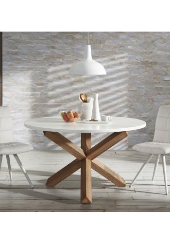 KAVE HOME Nori spisebord - hvid MDF og natur egetr (120)