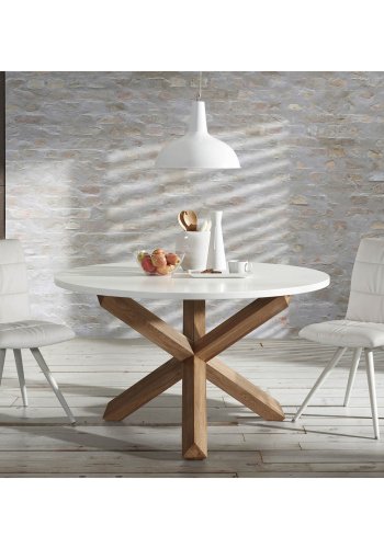 KAVE HOME Nori spisebord - hvid MDF og natur egetr (120)