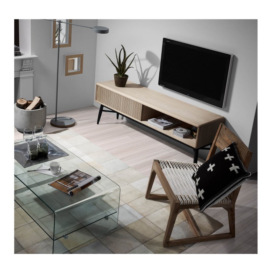 KAVE HOME Burano sofabord, m. hylde - klar glas (110x55)