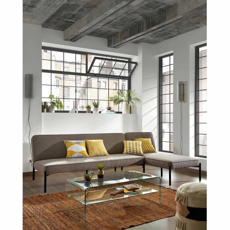 KAVE HOME Burano sofabord, m. hylde - klar glas (110x55)