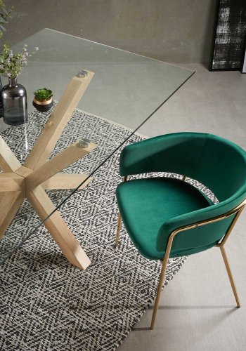 KAVE HOME Arya spisebord - klar glas og natur stl (160x90)