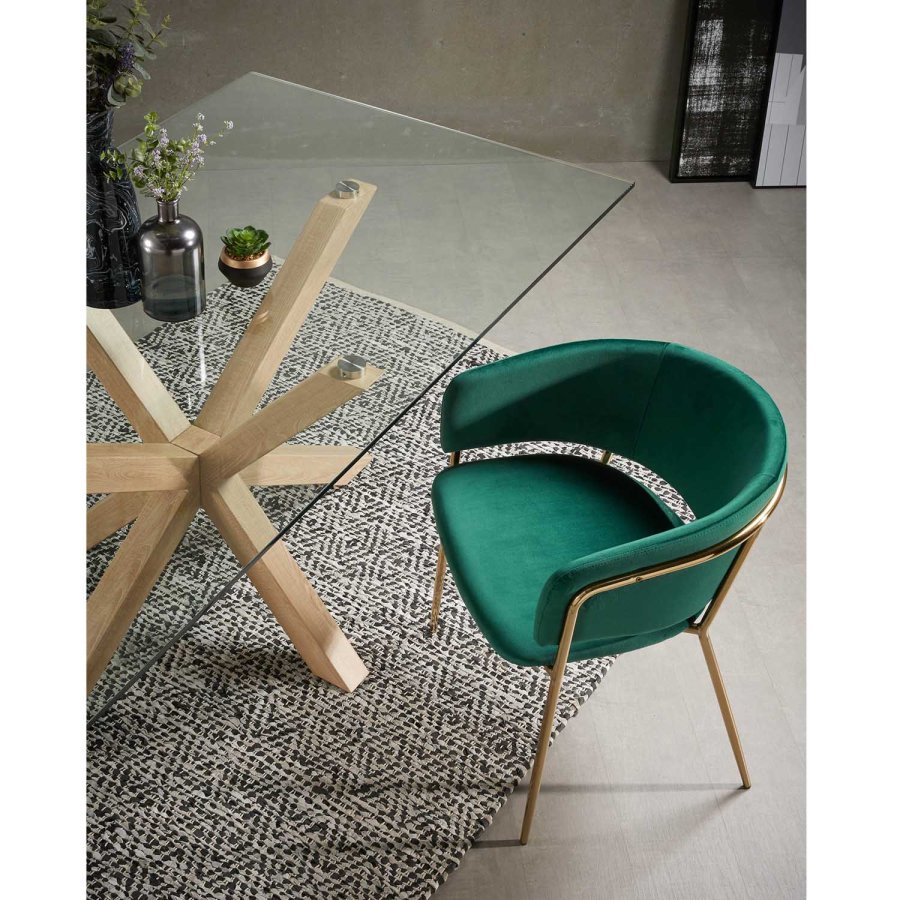 KAVE HOME Arya spisebord - klar glas og natur stl (160x90)