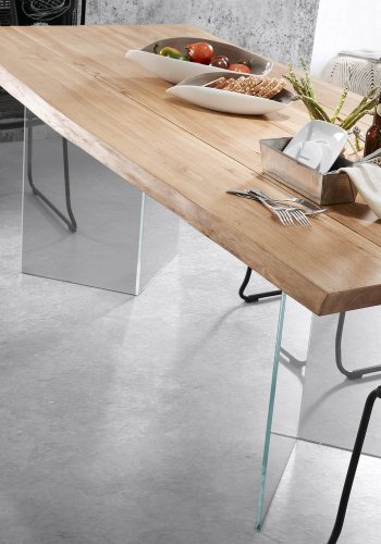 KAVE HOME Levik spisebord - klar glas og natur egetr (220x100)